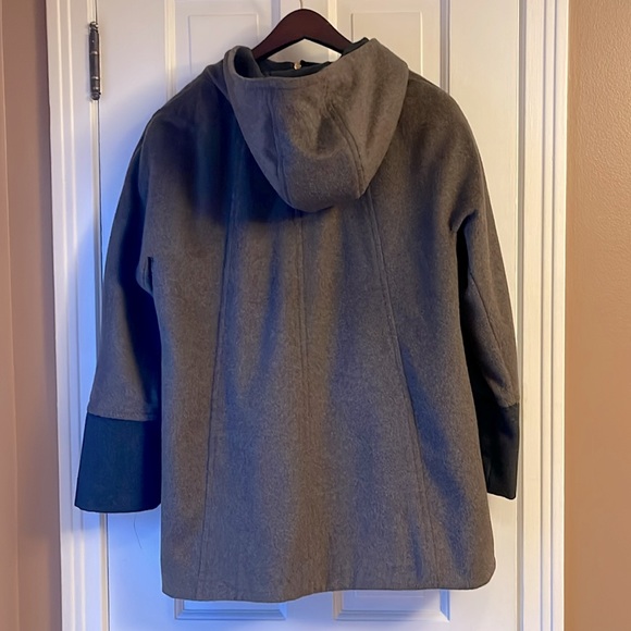 Ellen Tracy Winter Wool Coat with Hood Full Zip Brown  Sz 14 - Picture 7 of 11